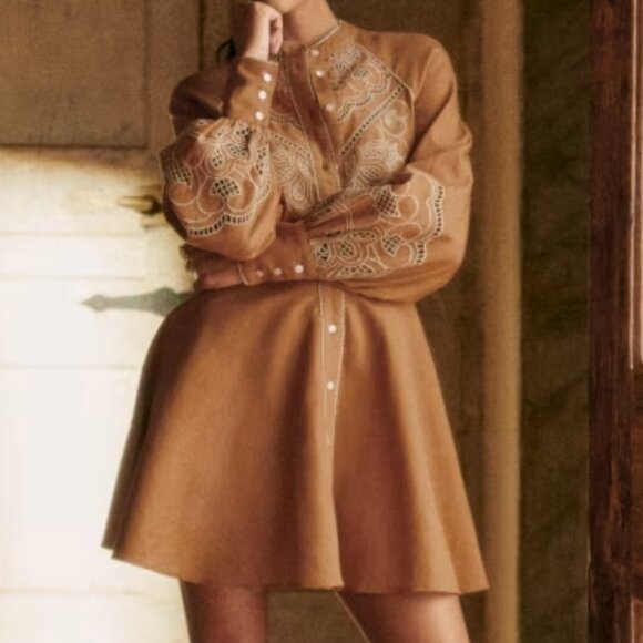 NWT Sezane Caprice Dress in Camel - Picture 4 of 6